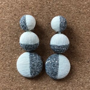 Oscar de la Renta clip on earrings, silk cord and beads